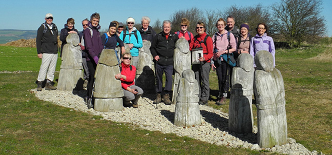 Leven Walking Club on Knapton Brow (Yorkshire Wolds)/from a photo by Arnold Underwood/Mar 16th 2014